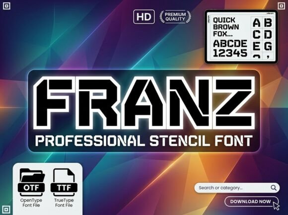 Franz Typeface: Bold Stencil Fonts for Brand Impact