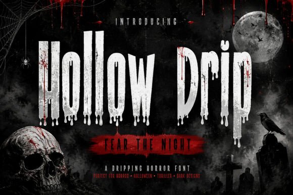 Hollow Drip: A Horror Display Typeface for Bold Branding